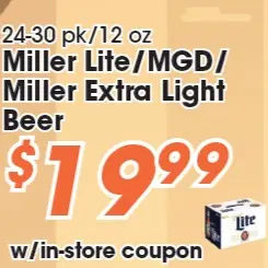 Miller Lite, MGD, Miller Extra Light